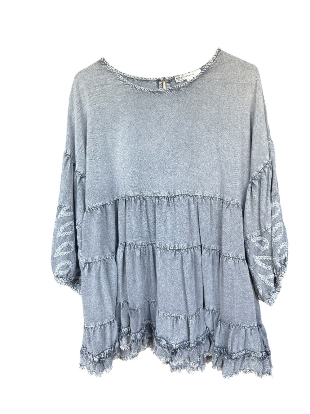 L'Affaire Grey Ruffle Blouse‎ Sz L